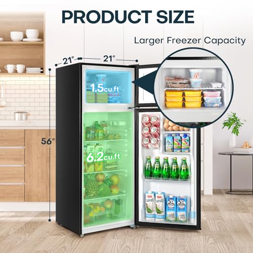 Upstreman 7.7 Cu.Ft. Refrigerator with Freezer Double Door Fridge | Fridge.com