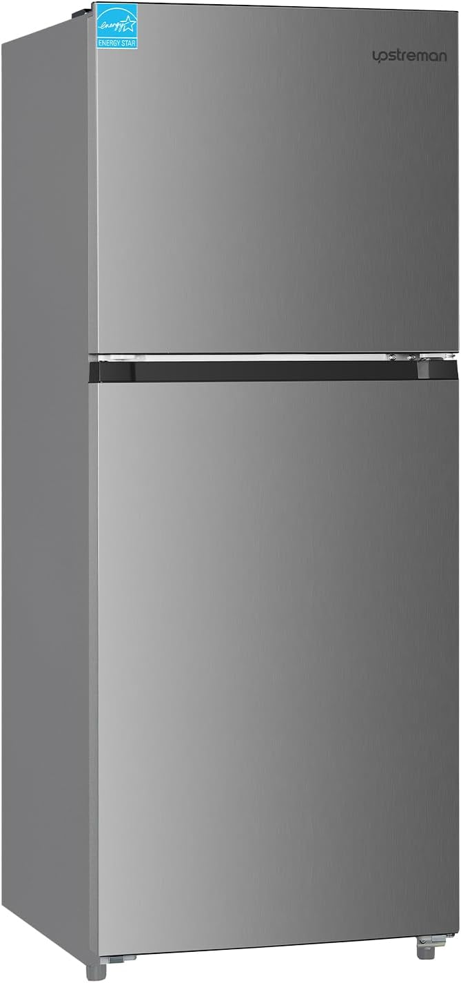 Upstreman 14.7 Cu.Ft. Double Door Refrigerator in Stainless Steel with Large Capacity Top Freezer, Frost Free, Adjustable Thermostat Control, Fingerprint-resistant, ENERGY STAR-BD147 | Fridge.com