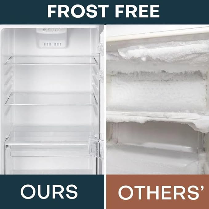 Upstreman 14.7 cu.ft. Double Door Refrigerator In Stainless Steel With Large Capacity Top Freezer, Frost Free, Adjustable Thermostat Control, Fingerprint-Resistant, Energy STAR-BD147 - View 3 | Fridge.com