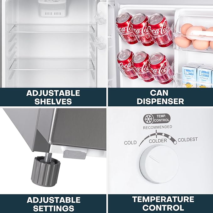 Upstreman 14.7 cu.ft. Double Door Refrigerator In Stainless Steel With Large Capacity Top Freezer, Frost Free, Adjustable Thermostat Control, Fingerprint-Resistant, Energy STAR-BD147 - View 4 | Fridge.com