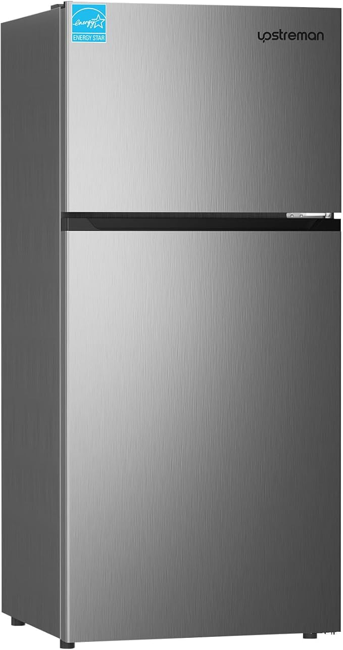 Upstreman 17.6 Cu.Ft Top Freezer Refrigerator Large Capacity Refrigerator, Frost Free, ENERGY STAR, Adjustable Thermostat, Fingerprint Resistant Stainless Steel, Reversible Door | Fridge.com