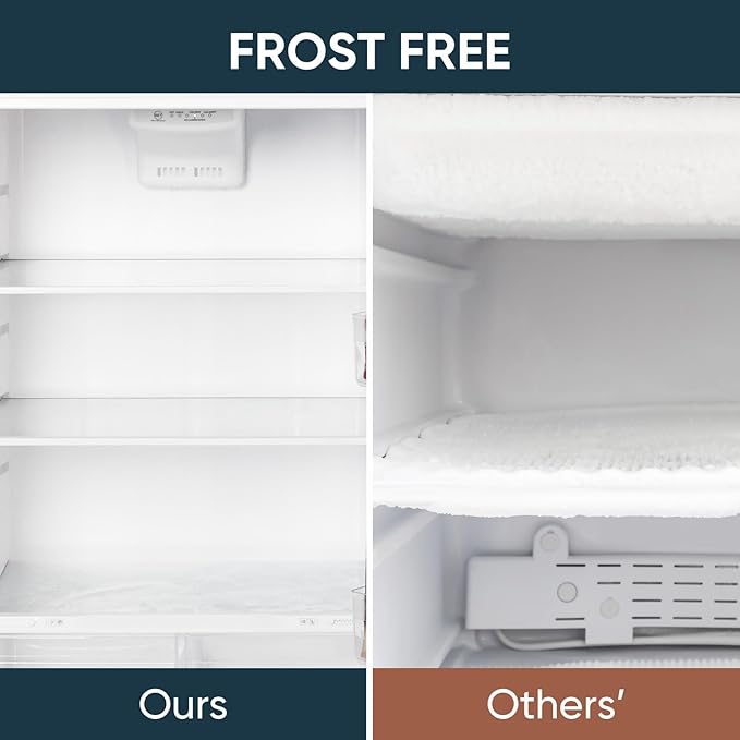 Upstreman 17.6 cu.ft Top Freezer Refrigerator Large Capacity Refrigerator, Frost Free, Energy Star, Adjustable Thermostat, Fingerprint Resistant Stainless Steel, Reversible Door - View 3 | Fridge.com