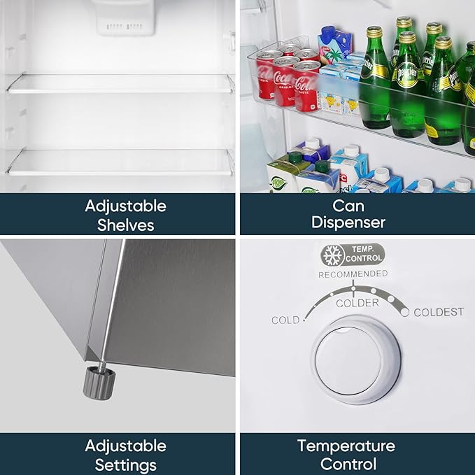 Upstreman 17.6 cu.ft Top Freezer Refrigerator Large Capacity Refrigerator, Frost Free, Energy Star, Adjustable Thermostat, Fingerprint Resistant Stainless Steel, Reversible Door - View 4 | Fridge.com