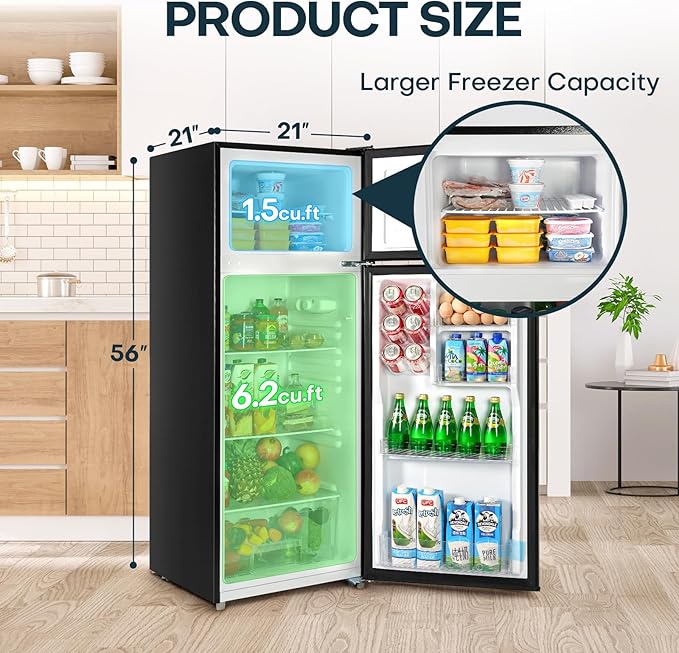Upstreman 7.7 cu.ft. Refrigerator With Freezer Double Door Refrigerator - View 2 | Fridge.com