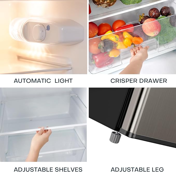 Upstreman 7.7 cu.ft. Refrigerator With Freezer Double Door Refrigerator - View 3 | Fridge.com