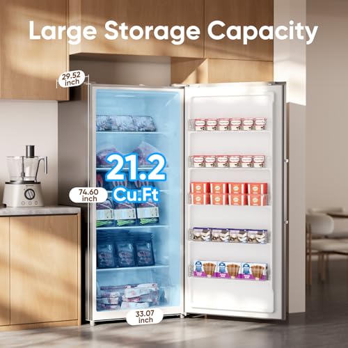 Upstreman 21.2 cu.ft. Stainless Convertible Upright Freezer - View 3 | Fridge.com