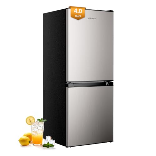 Upstreman 4.0 Cu.Ft Small Refrigerator with Bottom Freezer, Double Door Mini Refrigerator with Freezer, Mini Fridge for Kitchen, Apartment, Dorm, Office, BM40 (Stainless) | Fridge.com