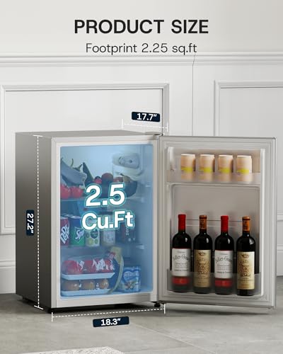 Upstreman 2.5 cu.ft All-Refrigerator Mini Fridge, Single Door Small Refrigerator, Dorm Fridge With 7 Adjustable Thermostat, Compact Refrigerator For Office, Bedroom Or Dorm, Silver-CR26 - View 3 | Fridge.com