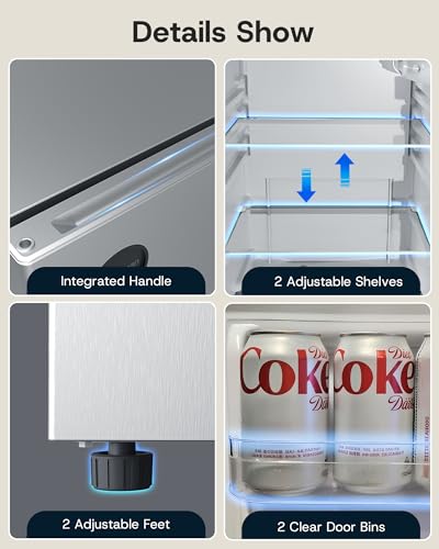 Upstreman 2.5 cu.ft All-Refrigerator Mini Fridge, Single Door Small Refrigerator, Dorm Fridge With 7 Adjustable Thermostat, Compact Refrigerator For Office, Bedroom Or Dorm, Silver-CR26 - View 5 | Fridge.com