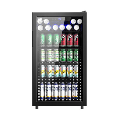 Upstreman 3.2 Cu. Ft. Beverage Refrigerator, 126 Can Mini Fridge with Glass Door, Adjustable Shelves & Temperature Control, Drink Cooler for Home Bar — FIN-0018068 | Fridge.com