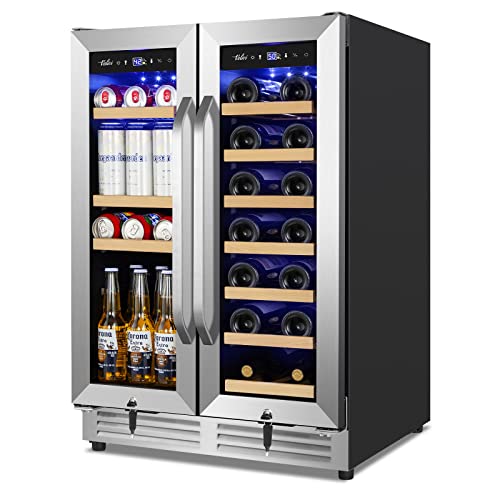 Wine and Beverage Refrigerator Upgraded, 24 Inch Beverage Refrigerator Cooler Dual Zone with Glass Door, Under Counter or Freestanding Beverage Fridge with Large Capacity, Advanced Cooling System | Fridge.com