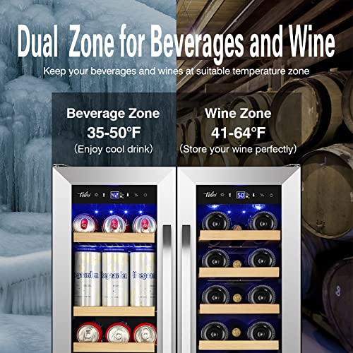 Wine and Beverage Refrigerator Upgraded, 24 Inch Beverage Refrigerator Cooler Dual Zone with Glass Door, Under Counter or Freestanding Beverage Fridge with Large Capacity, Advanced Cooling System | Fridge.com