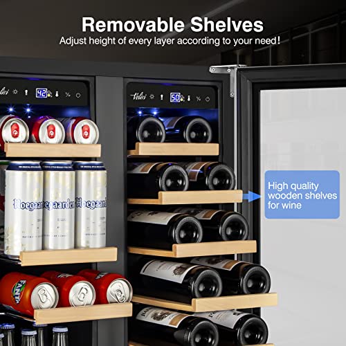 Wine And Beverage Refrigerator Upgraded, 24 Inch Beverage Refrigerator Cooler Dual Zone With Glass Door, Under Counter Or Freestanding Beverage Fridge With Large Capacity, Advanced Cooling System - View 5 | Fridge.com