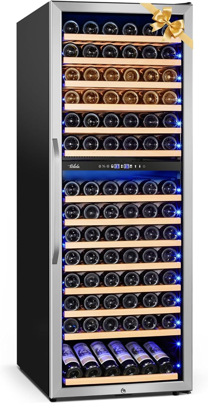 Velieta 24 Inch Wine Cooler Fridge Dual Zone, Professional Large Capacity High Wine Refrigerator with Powerful Compressor, Quiet Operation and Elegant Design-KMHJ408D | Fridge.com