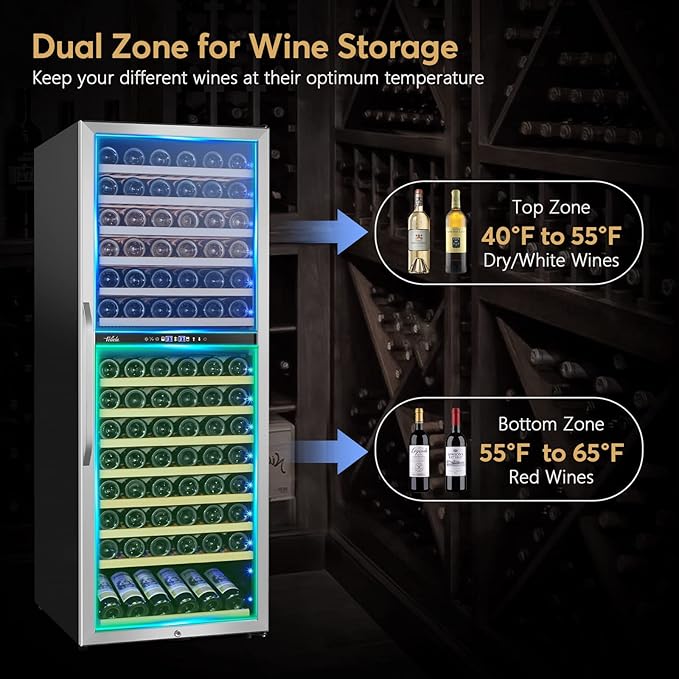 Velieta 24 Inch Wine Cooler Fridge Dual Zone, Professional Large Capacity High Wine Refrigerator With Powerful Compressor, Quiet Operation And Elegant Design-KMHJ408D - View 2 | Fridge.com