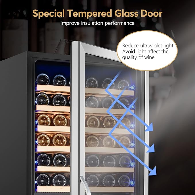 Velieta 24 Inch Wine Cooler Fridge Dual Zone, Professional Large Capacity High Wine Refrigerator With Powerful Compressor, Quiet Operation And Elegant Design-KMHJ408D - View 4 | Fridge.com