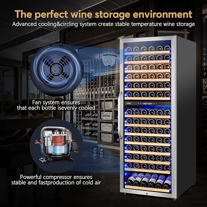 Velieta 24 Inch Wine Cooler Fridge Dual Zone, Professional Large Capacity High Wine Refrigerator With Powerful Compressor, Quiet Operation And Elegant Design-KMHJ408D - View 5 | Fridge.com