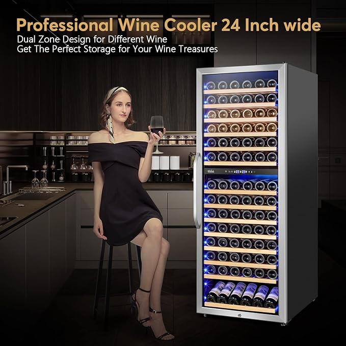 Velieta 24 Inch Wine Cooler Fridge Dual Zone, Professional Large Capacity High Wine Refrigerator With Powerful Compressor, Quiet Operation And Elegant Design-KMHJ408D - View 6 | Fridge.com