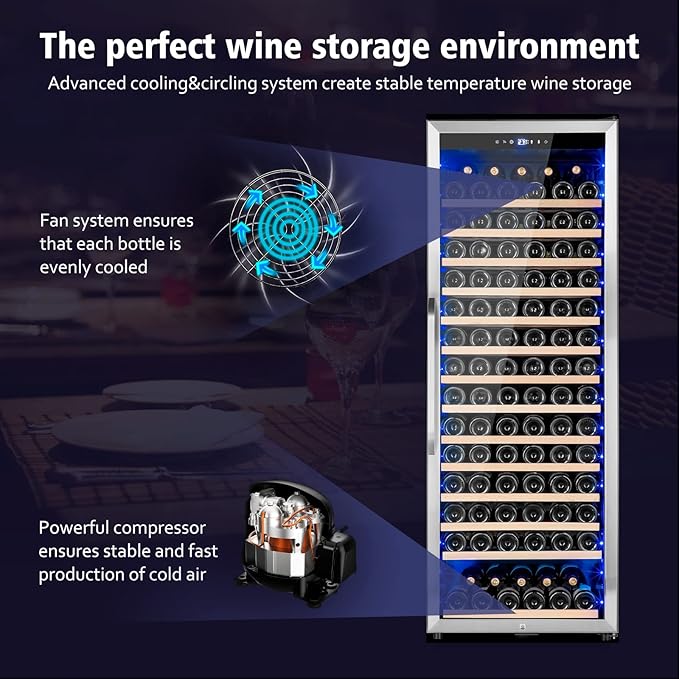 Wine Cooler Refrigerator, 179 Bottles Professional Wine Fridge With Powerful Compressor,Quiet Operation And Elegant Design For Wine Lovers - View 3 | Fridge.com