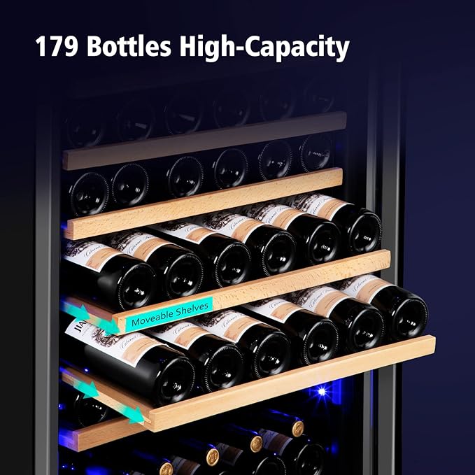 Wine Cooler Refrigerator, 179 Bottles Professional Wine Fridge With Powerful Compressor,Quiet Operation And Elegant Design For Wine Lovers - View 4 | Fridge.com