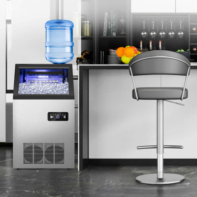150 Lb. Daily Production Cube Clear Ice Stainless Steel Under f/Freestanding Ice Maker | Fridge.com