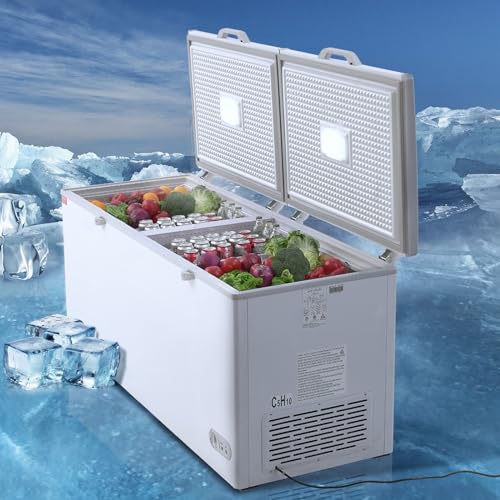 VEVOR Chest Freezer, 19.8 cu.ft / 561 L Large Deep Freezer With Split Top Double Locking Lids, Freestanding Commercial Chest Freezer & 4 Removable Baskets, 7-Level Adjustable Temp, LED Light, 6 Wheels - View 2 | Fridge.com