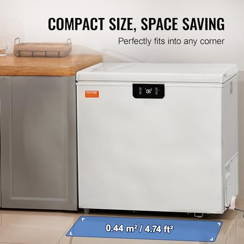 VEVOR Chest Freezer, 5.4 Cu.ft / 153 L Compact Deep Freezer, Free Standing Top Open Door Compact Freezers with 2 Removable Baskets & Adjustable Thermostat, Energy Saving & Low Noise, White | Fridge.com