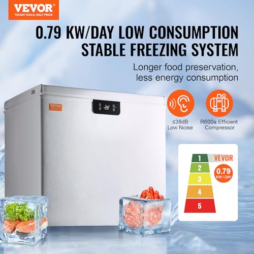 VEVOR Chest Freezer, 5.4 Cu.ft / 153 L Compact Deep Freezer, Free Standing Top Open Door Compact Freezers with 2 Removable Baskets & Adjustable Thermostat, Energy Saving & Low Noise, White | Fridge.com