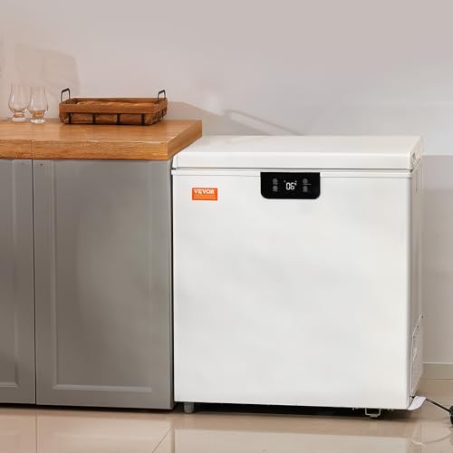 VEVOR Chest Freezer, 3.88 cu.ft / 110 L Compact Deep Freezer, Free Standing Top Open Door Compact Freezers With 2 Removable Baskets & Adjustable Thermostat, Energy Saving & Low Noise, White - View 2 | Fridge.com