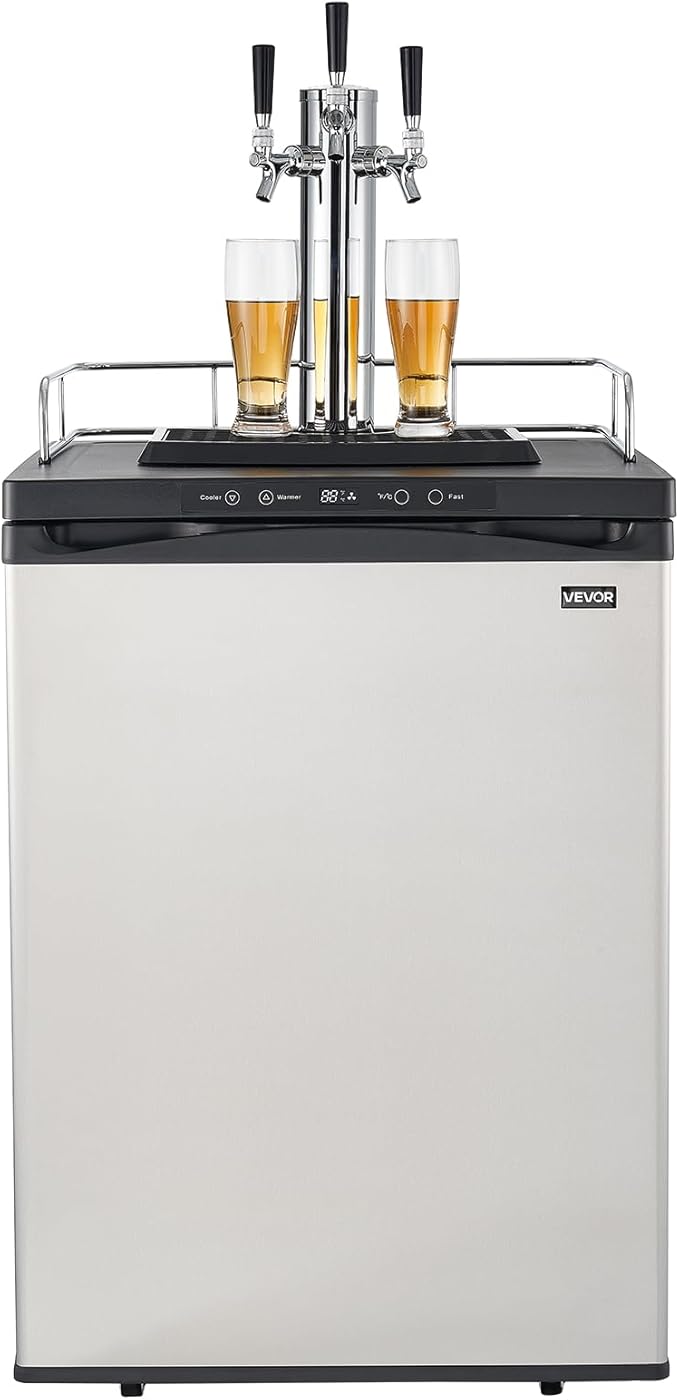 VEVOR Beer Kegerator, Triple Tap Commercial Draft Beer Dispenser For D System, Full Size Keg Refrigerator With 5lbs CO2 Tank, Hold 3 Sixth/2 Slim/3 Ball Lock Keg (3 Taps - Ball Lock) - View 2 | Fridge.com