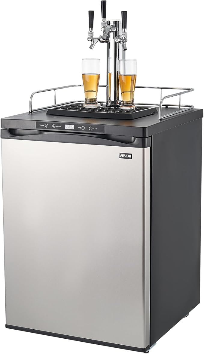 VEVOR Beer Kegerator, Triple Tap Commercial Draft Beer Dispenser For D System, Full Size Keg Refrigerator With 5lbs CO2 Tank, Hold 3 Sixth/2 Slim/3 Ball Lock Keg (3 Taps - Ball Lock) - View 3 | Fridge.com