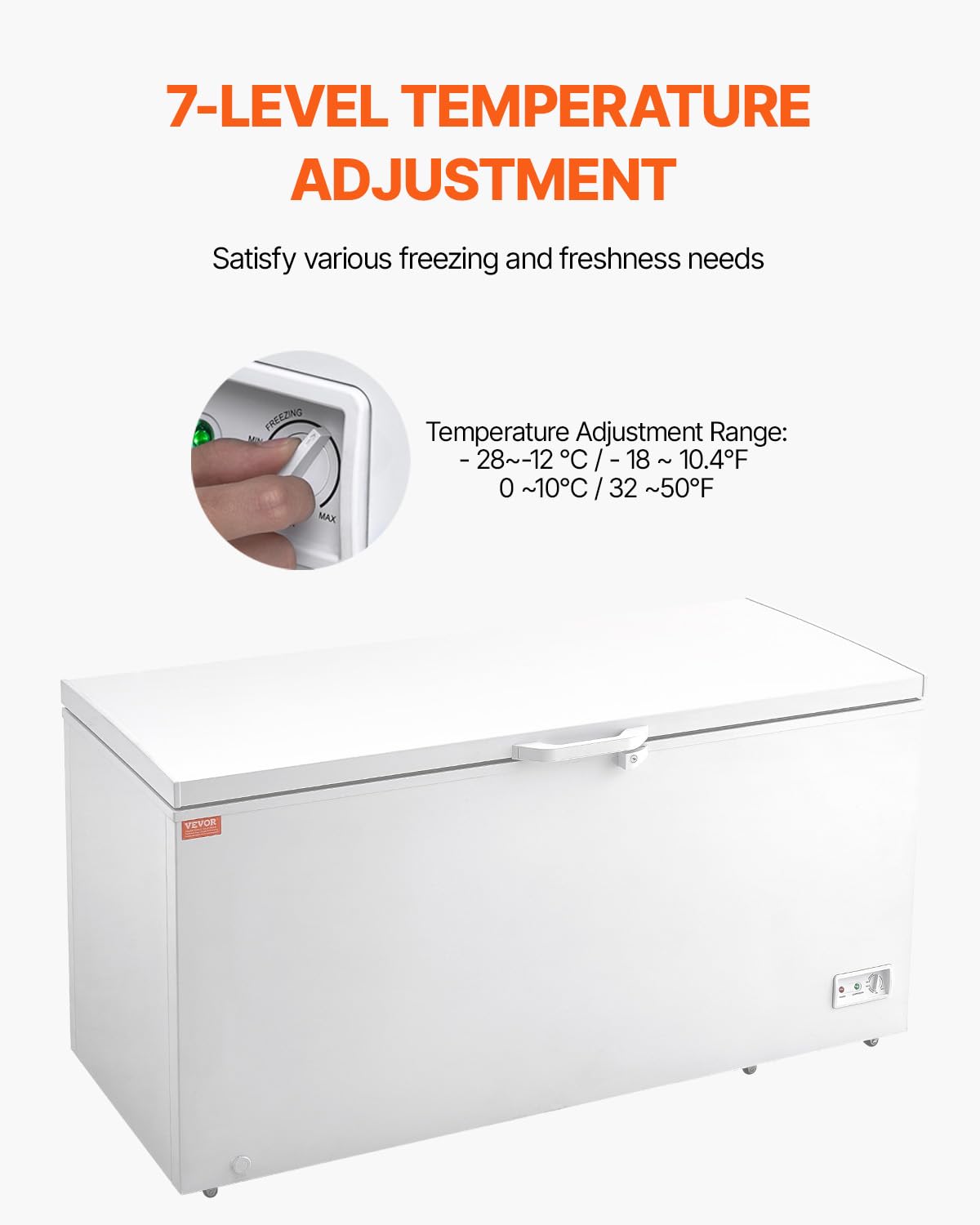 VEVOR - Chest Freezer, 17 cu.ft Freestanding Top Open Door Commercial Chest Freezers,Large Deep Freezer With 4 Removable Baskets - White - View 4 | Fridge.com