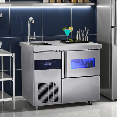 Commercial Ice Maker Freestanding Worktop Machine 132 lbs/24H with Sink | Fridge.com
