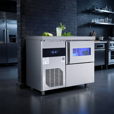 Commercial Ice Maker Machine, 132 lbs/24H Stainless Steel Ice Machine with Worktop, 30 lbs Storage & 70 Cubes/Cycle, Self-Cleaning Freestanding Ice-Ma | Fridge.com