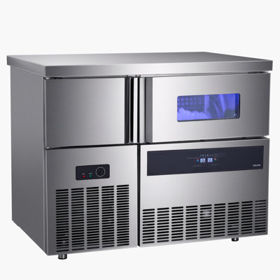 Commercial Ice Maker Machine, 330 lbs/24H Stainless Steel Ice Machine with Worktop, 88 lbs Storage & 144 Cubes/Cycle, Self-Cleaning Freestanding Ice-M | Fridge.com