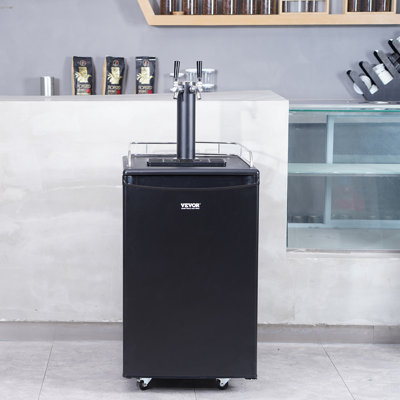VEVOR 5.3 Cubic Feet Black Dual Tap Freestanding Kegerator with | Fridge.com