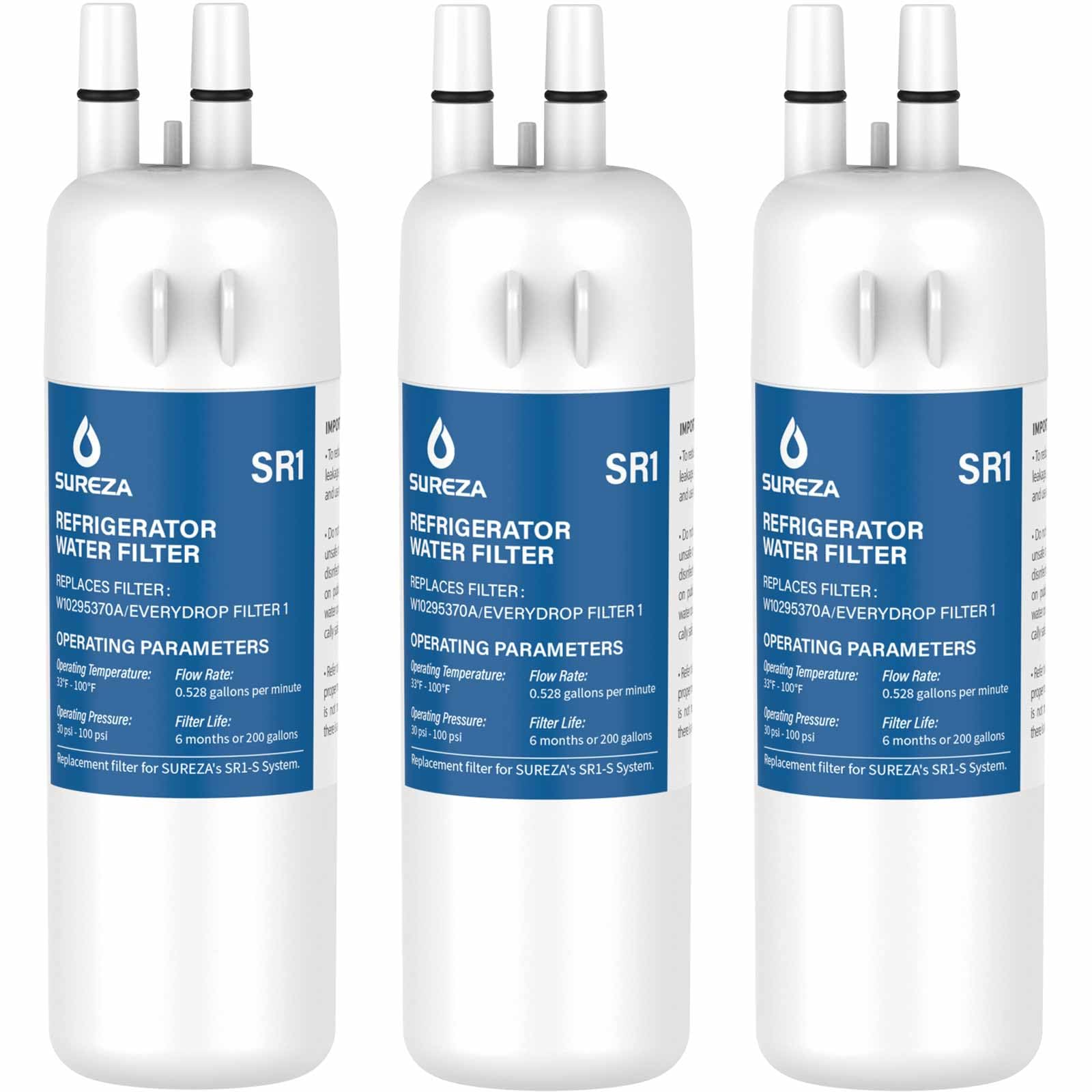Refrigerator Water Filter Compatible With Everydrop® Filter 1, Edr1rxd1, W10295370a, Whr1rxd1, P8rfwb2l, W10295370, Edr1rxd1b, P4rfwb, Kenmore® 46-9081, 46-9930, 3pack - View 1 | Fridge.com