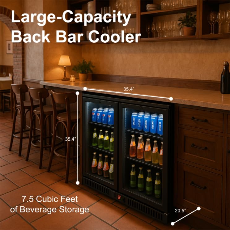 Vitlife Back Bar Cooler With 2 Glass Doors Under Counter Beverage Refrigerator With LED,7.5 cu.ft.Counter Height Commercial Bar Fridge For Beer, Win - View 2 | Fridge.com
