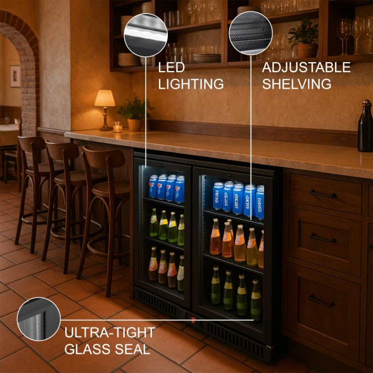 Vitlife Back Bar Cooler With 2 Glass Doors Under Counter Beverage Refrigerator With LED,7.5 cu.ft.Counter Height Commercial Bar Fridge For Beer, Win - View 4 | Fridge.com