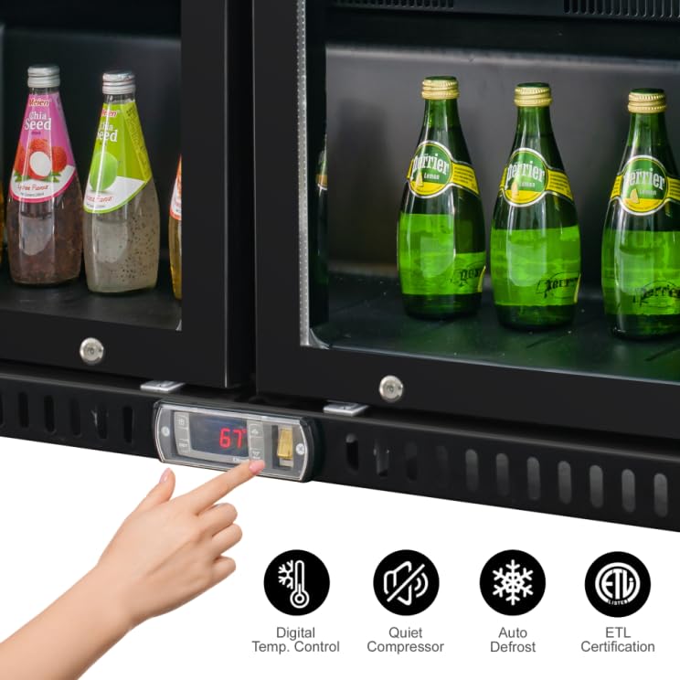 Vitlife Back Bar Cooler With 2 Glass Doors Under Counter Beverage Refrigerator With LED,7.5 cu.ft.Counter Height Commercial Bar Fridge For Beer, Win - View 5 | Fridge.com