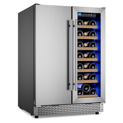 VUSHINE 21-Bottle & 88-Can Hybrid Door Beverage Center, 24" Under Counter Built-In or Freestanding, Round Handle | Fridge.com