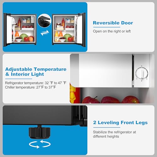 Walsh Compact Refrigerator, Single Door Mini Fridge, Energy Efficient, Adjustable Mechanical Thermostat With Chiller, Reversible Doors And Leveling Front Legs, 1.7 Cu Ft., Black - View 4 | Fridge.com