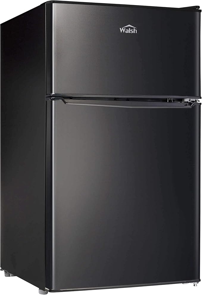 Walsh Compact Refrigerator, Dual Door Fridge, Adjustable Mechanical Thermostat with Freezer, Reversible Doors, 3.1 Cu.Ft, Black | Fridge.com