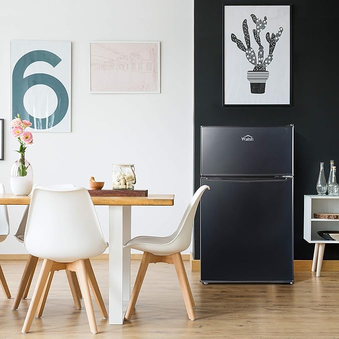 Walsh Compact Refrigerator, Dual Door Fridge, Adjustable Mechanical Thermostat With Freezer, Reversible Doors, 3.1 cu.ft, Black - View 5 | Fridge.com