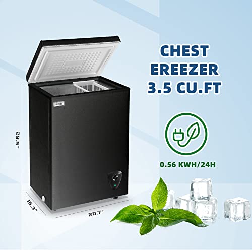 Chest Freezer 3.5 cu.ft Small Deep Freezer Mini Outdoor Black Chest Freezers With 7 Temperature And Removable Basket Settings Ideal For Apartment Office RV Cabin Kitchen - View 2 | Fridge.com