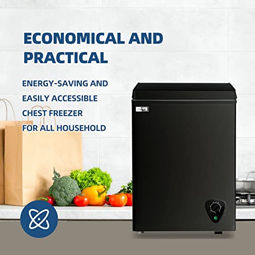 Chest Freezer 3.5 cu.ft Small Deep Freezer Mini Outdoor Black Chest Freezers With 7 Temperature And Removable Basket Settings Ideal For Apartment Office RV Cabin Kitchen - View 4 | Fridge.com
