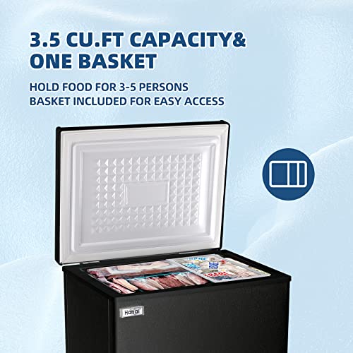 Chest Freezer 3.5 cu.ft Small Deep Freezer Mini Outdoor Black Chest Freezers With 7 Temperature And Removable Basket Settings Ideal For Apartment Office RV Cabin Kitchen - View 5 | Fridge.com