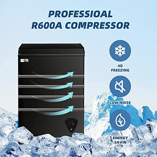 Chest Freezer 3.5 cu.ft Small Deep Freezer Mini Outdoor Black Chest Freezers With 7 Temperature And Removable Basket Settings Ideal For Apartment Office RV Cabin Kitchen - View 6 | Fridge.com