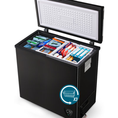 6.0 Cu.Ft Chest Freezer FreeStanding Top Door Compact Small Deep Mini Freezer with 3 Removable Baskets — WANAI, model BCBD-153-BLACK