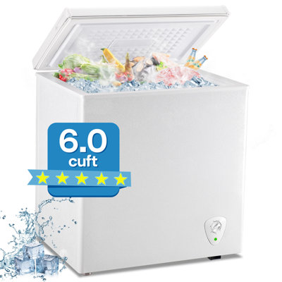 6.0 Cu.Ft Chest Freezer FreeStanding Top Door Compact Small Deep Mini Freezer with 3 Removable Baskets — WANAI, model BCBD-153-WHITE